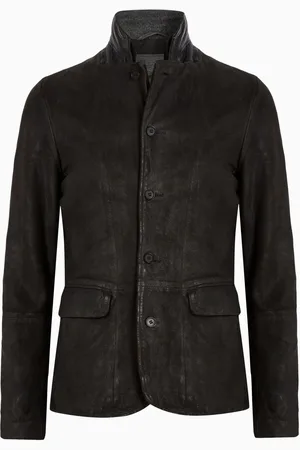 AllSaints AllSaints Grey Black Survey Leather Blazer XXL