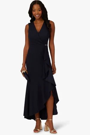 Adrianna Papell Studio Ruffle Flounce Crepe Gown AU 16