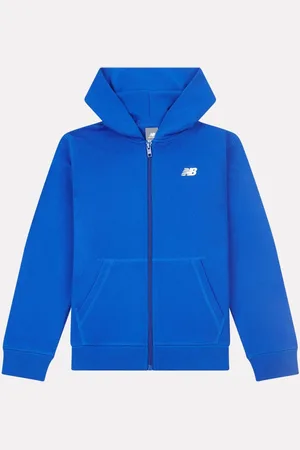 New Balance Blue Kids French Terry Small Logo Zip 100% Cotton Hoodie 7