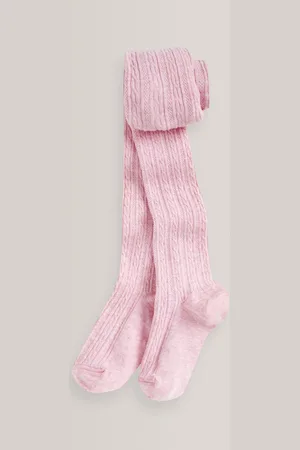Next Light Pink Cotton Rich Cable Tights 9