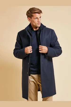 Threadbare Navy Luxe Funnel Neck Coat with Mock Layer XL