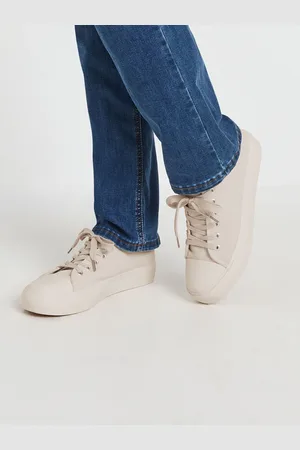 Long Tall Sally Natural Canvas Mid Flatform Trainers AU 11 (EU 42)