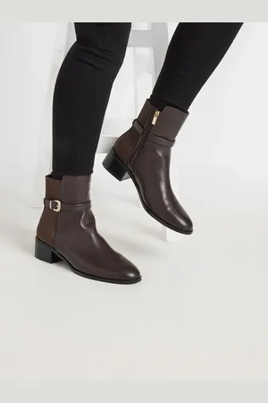 Long Tall Sally Brown Block Elastic Strap Boots AU 12 (EU 43)