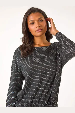 Roman Black Bubble Hem Stretch Top AU 20