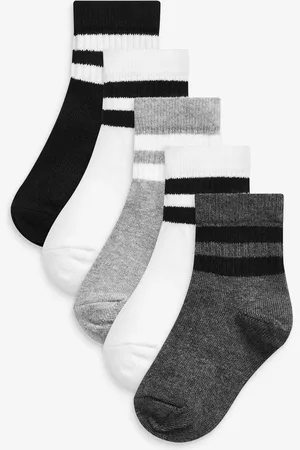 Next Monochrome Cushioned Footbed Cotton Rich Ribbed Tipped Socks 5 Pack 4-6.5