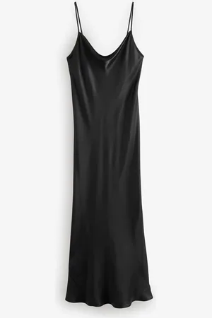 Next Satin Cowl Neck Strappy Tie Back Midi Slip Dress AU 8