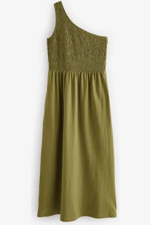 Next Shirred One Shoulder 100% Cotton Midi Dress AU 16 Tall
