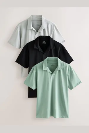 Next Short Sleeve Cuban Collar Polo Shirts 3 Pack large