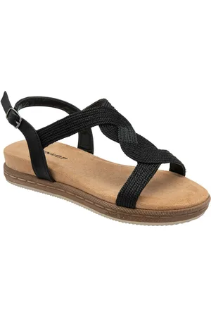 Dunlop Black T-Bar Buckle Strap Sandals AU 8 (EU 39)
