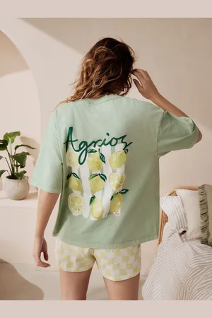 Next Sage Green Lemons 100% Cotton Graphic Short Sleeve Pyjamas XXL Regular