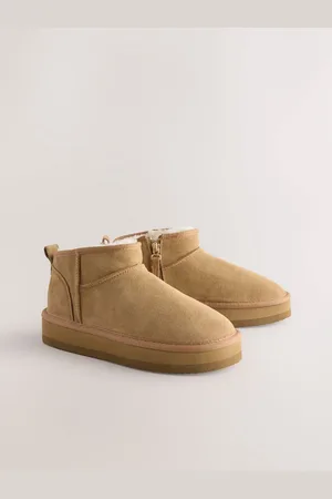 Next Tan Brown Leather Faux Fur Lined Ankle Boots AU 7 (EU 38)