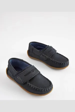 Next Wide Fit (G) Leather Penny Loafers with Touch and Close Fastening AU 13 (EU 32)