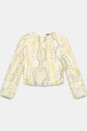 mint&berry Yellow Print Cropped Top small