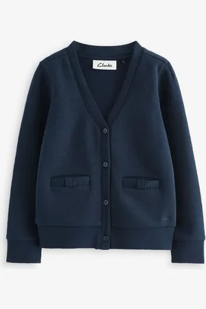 Clarks Navy Girls Bow Sweat School Cardigan 4 Years (104cm)