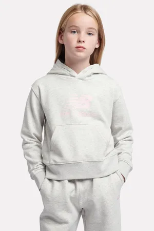 New Balance Grey Kids French Terry Stacked Logo Hoodie 7
