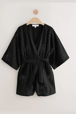 Next Black Sequin Palm Detail Playsuit AU 22