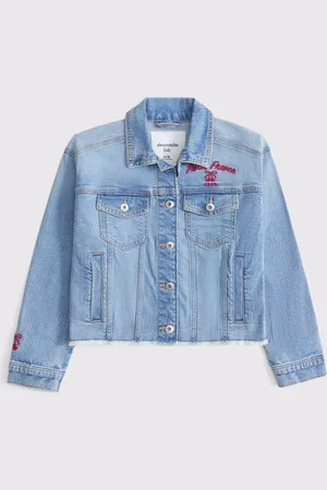 Abercrombie & Fitch Blue Embroidered Denim Jacket 13