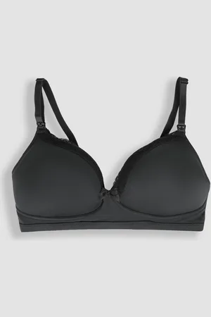 JoJo Maman Bébé Black Emma-Jane Lace Trim Nursing T-Shirt Bra 34 DD