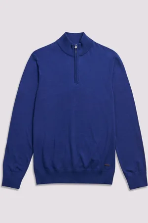Duchamp Blue Quarter Zip Funnel Neck Black Jumper M