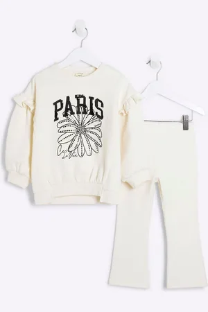 River Island Cream Girls Paris Flower Sweater Set 3