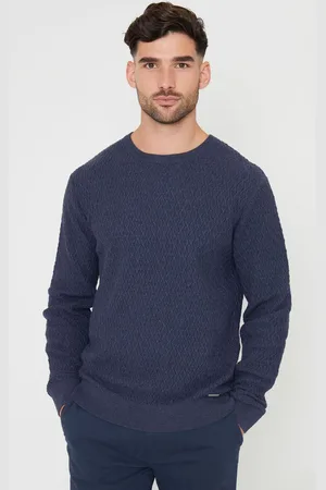 Threadbare Blue Mini Cable Knit Crew Neck Jumper M