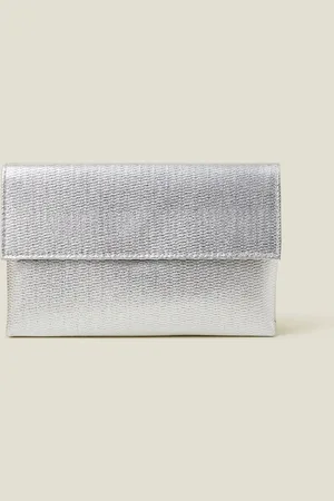 Accessorize Silver Tone Fold Over Clutch Bag One