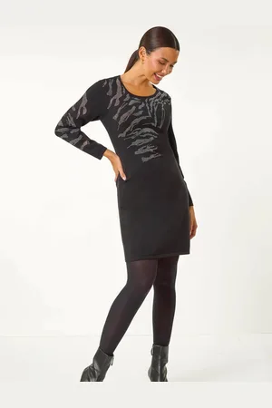 Roman Animal Print Embellished Hotfix Shift Dress AU 16