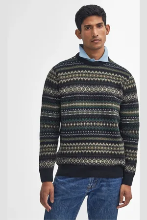Barbour Black Case Crew Fairisle Pattern Jumper XL