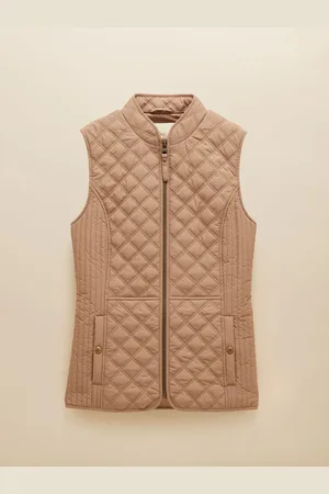 Joules Minx Brown Showerproof Diamond Quilted Gilet AU 26