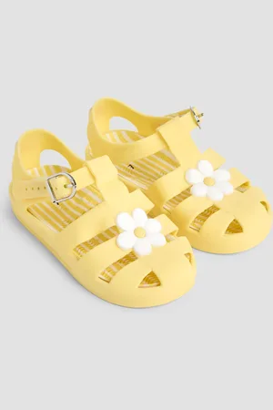 JoJo Maman Bébé Yellow Flower Jelly Sandals AU 7 (EU 24)