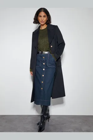 Monsoon Bree Button Denim Midi Skirt XXL