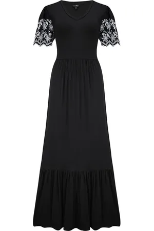 Pour Moi Nova Broderie Sleeve Crepe Jersey Midaxi Dress AU 16