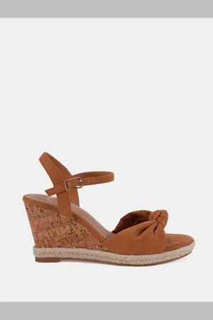 Novo Brown Wide Fit Bloom Knot Cork Wedge Sandals AU 9 (EU 40)