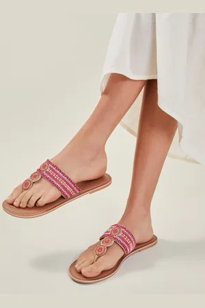 Accessorize Pink Decorative Bead Circle Flip Flop Sandals AU 8 (EU 39)