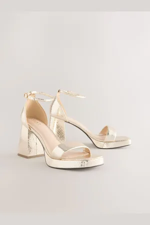 Next Gold Forever Comfort Square Toe Platform Flare Heels AU 8.5 (EU 40)