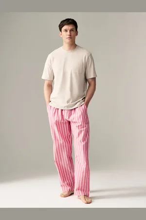 Next Red Stripe Woven 100% Cotton Pyjamas Set S Long