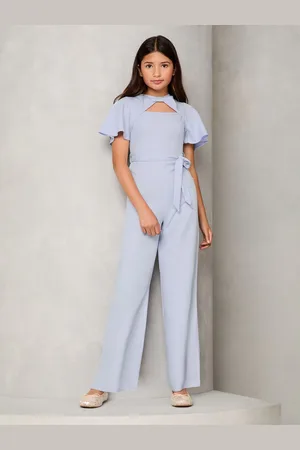 Lipsy London Light Blue Cut-Out Flutter Sleeve Jumpsuit (5-16yrs) 14 Years (164cm)