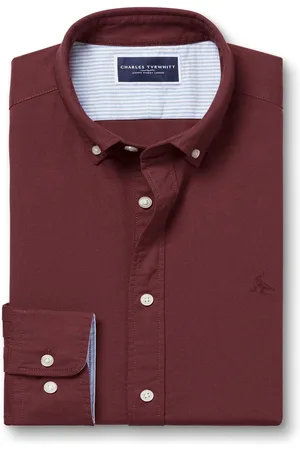 Charles Tyrwhitt Plain Slim Fit Button Down Stretch Washed Oxford 100% Cotton Shirt XL