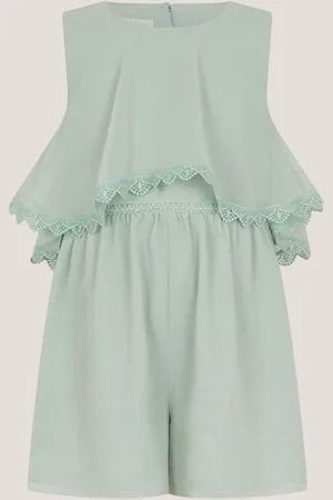 Monsoon Green Leia Lace Trim Tier Playsuit 134140cm