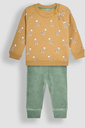 JoJo Maman Bébé Mustard Baby Giraffe Sweatshirt And Cosy Trousers Set Upto 3 Months (50