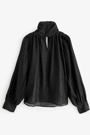 French Connection Black Metallic Beth Keyhole Top S