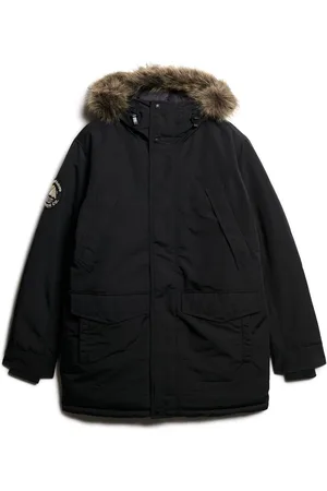 Superdry Jet Black Everest Faux Fur Parka Coat Jacket XXL