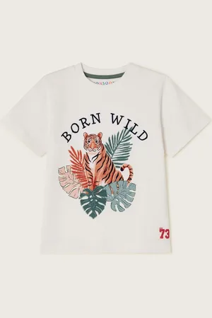 Monsoon White Born Wild Tiger Print 100% Cotton T-Shirt 3