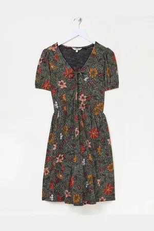 Fat Face FatFace Nell Short Sleeve V-Neck Midi Dress AU 20 R
