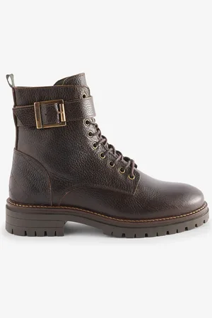 Barbour Brown Heidi Leather Lace Up Biker Boots AU 10 (EU 41)