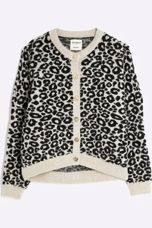 River Island Cream Animal Print Oversized Cardigan xsmall