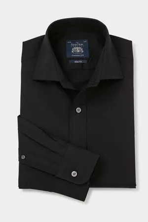 SAVILE ROW Slim 100% Cotton Fine Twill Single Cuff Formal Shirt AU 39 Regular