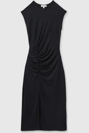 Reiss Lenara Ruche Front Capped Sleeve Jersey Midi Dress XS