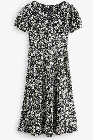 Live Unlimited London Petite Curve Petite floral Print Puff Sleeve Midi Dress AU 14