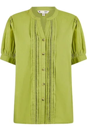 Yumi Pleated Short Sleeve 100% Cotton Shirt AU 14